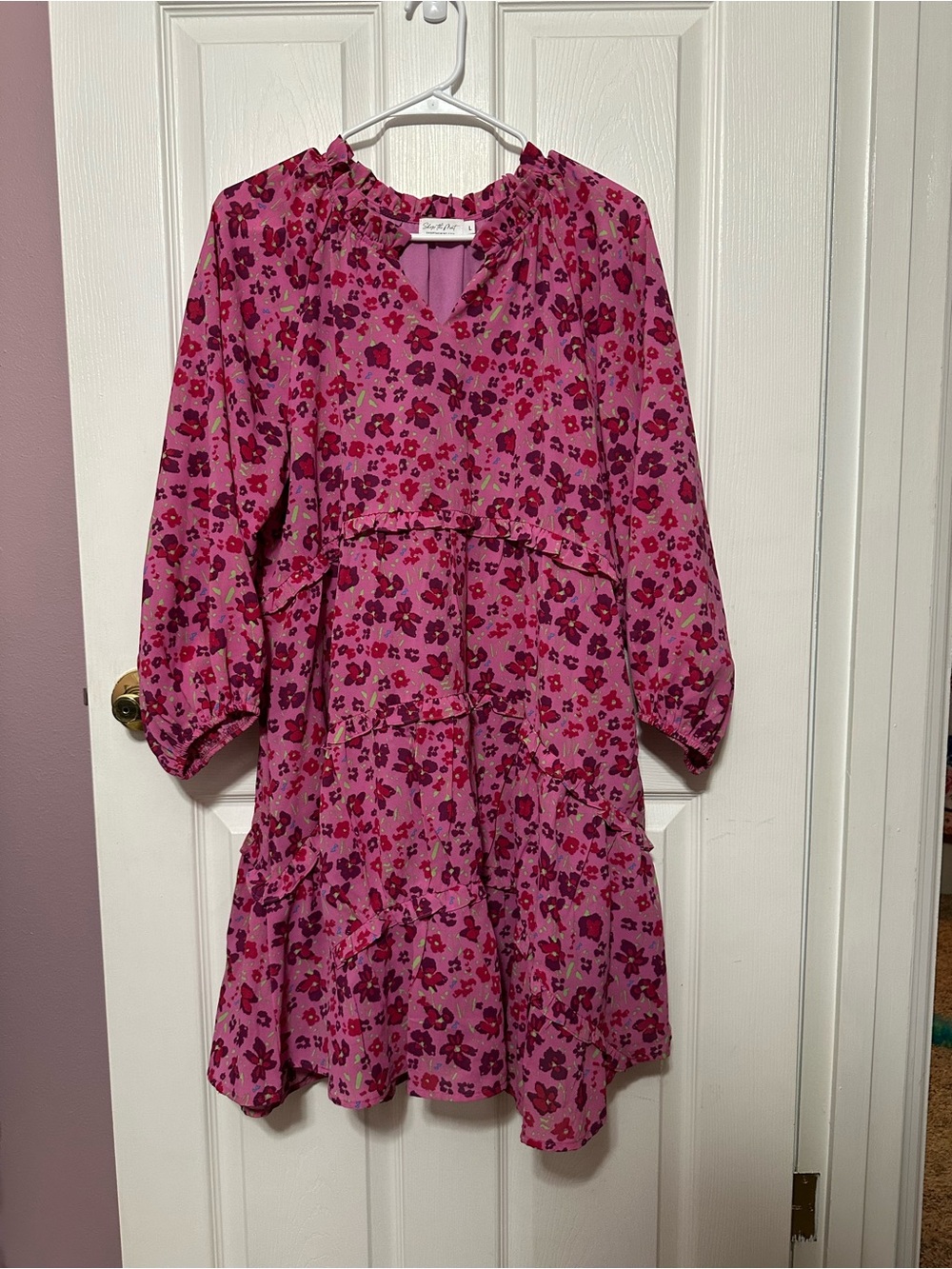 Shop the Mint Large Pink Floral Tiered Dress